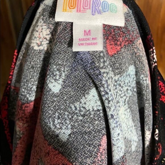 LulaRoe dress stars short sleeve knit black red white Sz Medium - Picture 3 of 4